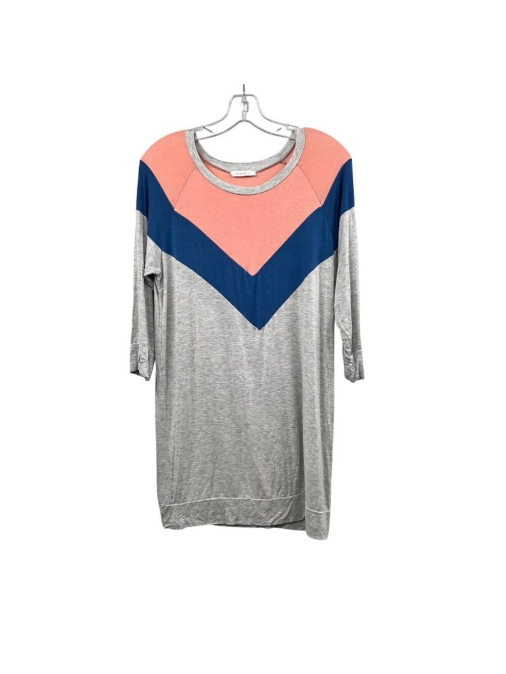 Reborn J Womens Tunic Top 3/4 Sleeve Gray/Multi Colorblock Size Large